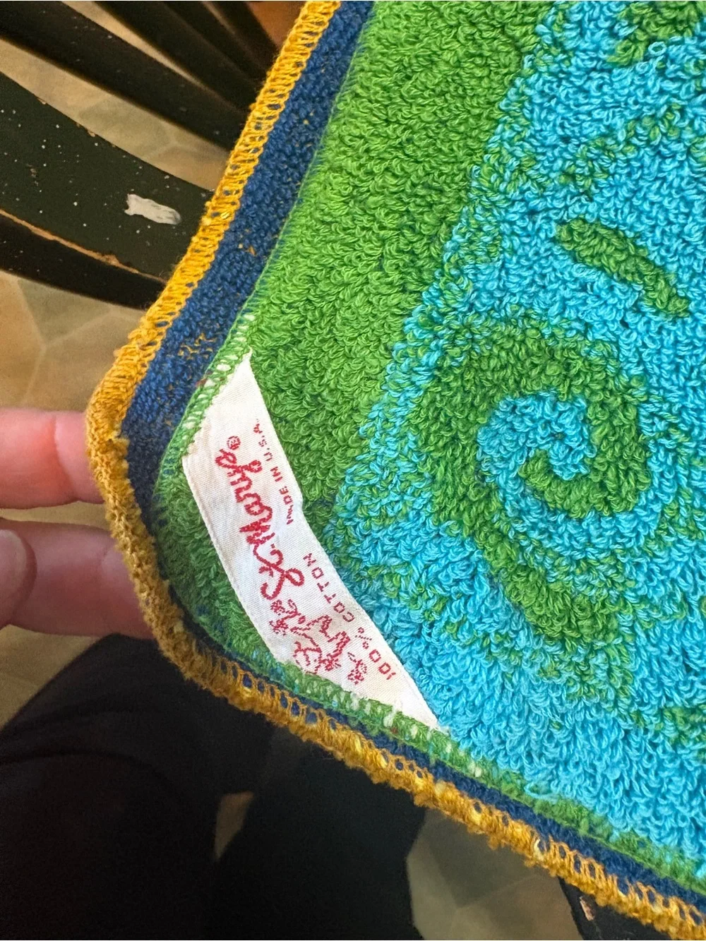 Home Accents Green and Teal vintage wash clothes